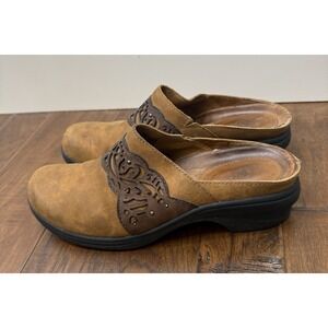 Ariat Leather Mules Womens 9.5 Brown Ashland Slip On Clog Chunky Comfort Shoe‎